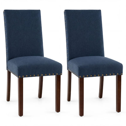 Esszimmerstühle 2er-Set, gepolstert Blau, Holzbeine