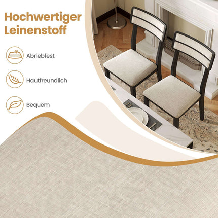 Esszimmerstühle 2er-Set, gepolsterte Sitzfläche, Beine aus Kautschukholz
