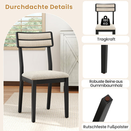 Esszimmerstühle 2er-Set, gepolsterte Sitzfläche, Beine aus Kautschukholz
