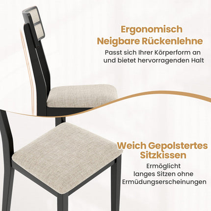 Esszimmerstühle 2er-Set, gepolsterte Sitzfläche, Beine aus Kautschukholz