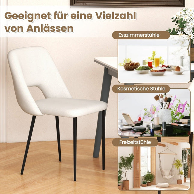 Esszimmerstühle 2er Set, gepolsterter Samt, Beige, Metallgestell