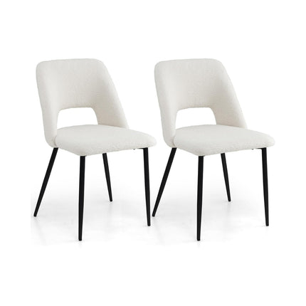 Set van 2 eetkamerstoelen, gewatteerd fluweel, beige, metalen frame