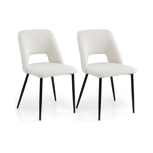 Esszimmerstühle 2er Set, gepolsterter Samt, Beige, Metallgestell
