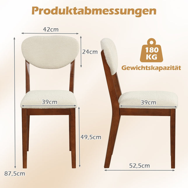 Esszimmerstühle 2er-Set, Sherpa-Bezug, 180 kg Tragkraft