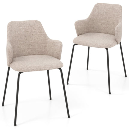 Dining Chairs Set of 2, Upholstered Armchairs, Beige