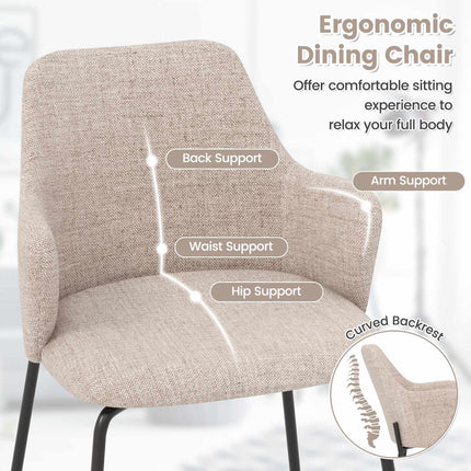 Dining Chairs Set of 2, Upholstered Armchairs, Beige