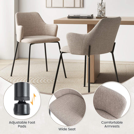 Dining Chairs Set of 2, Upholstered Armchairs, Beige