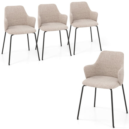 Dining Chairs Set of 2, Upholstered Armchairs, Beige