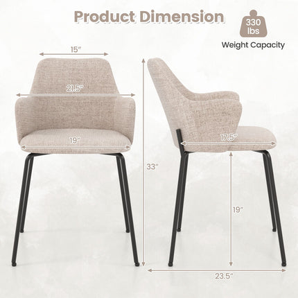 Dining Chairs Set of 2, Upholstered Armchairs, Beige