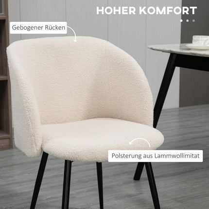 Esszimmerstühle 2er-Set, gepolstert, Cremeweiß, Stahlbeine