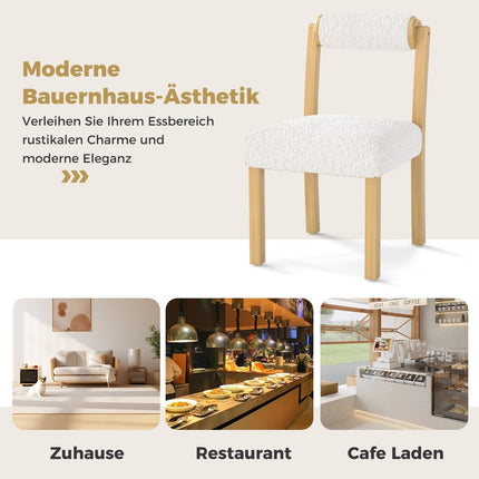 Esszimmerstühle 2er-Set, Holzrahmen, Kunstfell-Bezug