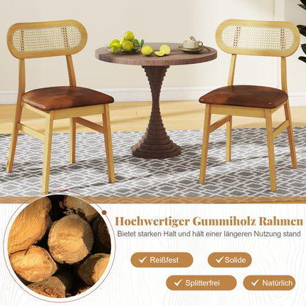 Esszimmerstühle 2er-Set, Holzrahmen, gepolsterte Sitzfläche, Braun