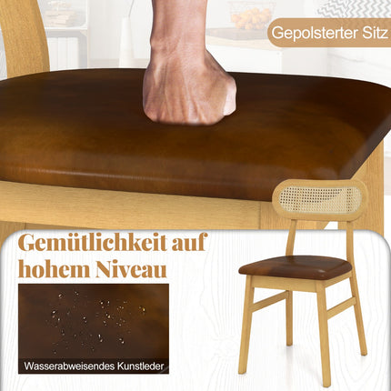 Esszimmerstühle 2er-Set, Holzrahmen, gepolsterte Sitzfläche, Braun