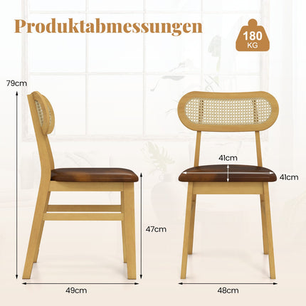 Esszimmerstühle 2er-Set, Holzrahmen, gepolsterte Sitzfläche, Braun