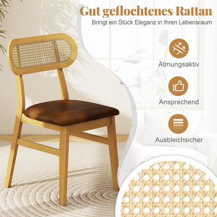 Esszimmerstühle 2er-Set, Holzrahmen, gepolsterte Sitzfläche, Braun