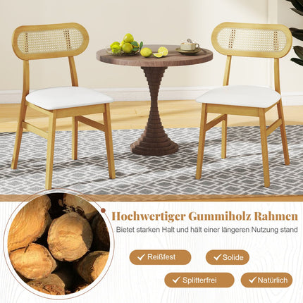 Esszimmerstühle 2er-Set, Holzrahmen, gepolsterte Sitzfläche, Weiß