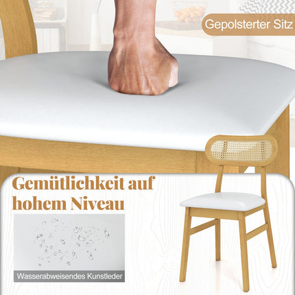 Esszimmerstühle 2er-Set, Holzrahmen, gepolsterte Sitzfläche, Weiß