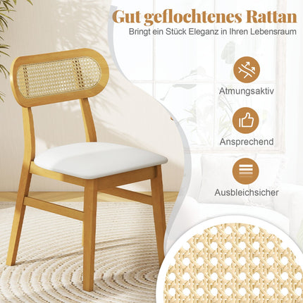 Esszimmerstühle 2er-Set, Holzrahmen, gepolsterte Sitzfläche, Weiß
