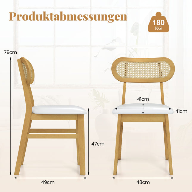 Esszimmerstühle 2er-Set, Holzrahmen, gepolsterte Sitzfläche, Weiß