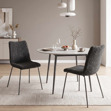 Dining Chairs Set of 2 with Velvet Upholstery and Metal Legs, Dark Grey