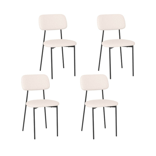 Esszimmerstühle 4er Set, Beige Leinen, Metallbeine