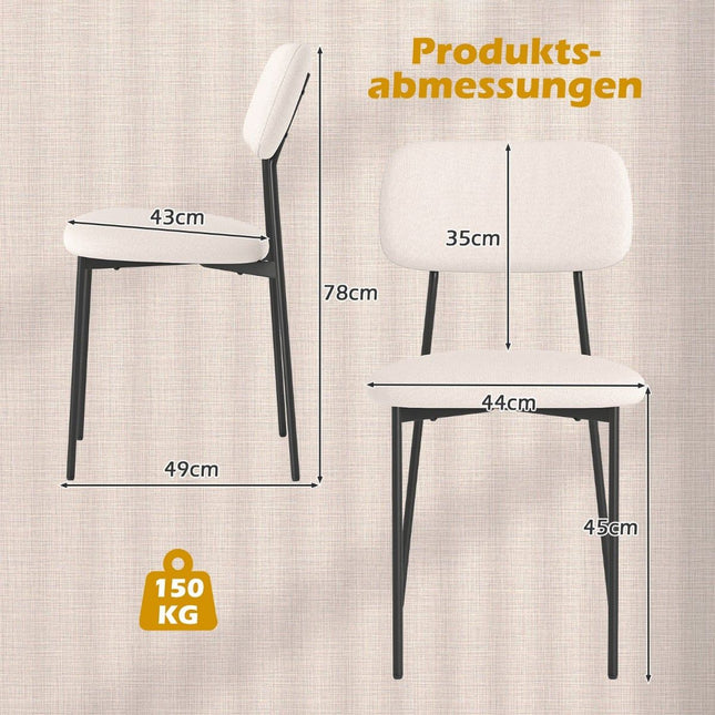 Esszimmerstühle 4er Set, Beige Leinen, Metallbeine