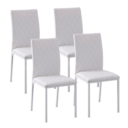 Esszimmerstühle 4er Set, Kunstleder, hohe Rückenlehne, Weiß