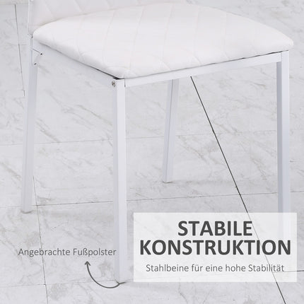 Esszimmerstühle 4er Set, Kunstleder, hohe Rückenlehne, Weiß