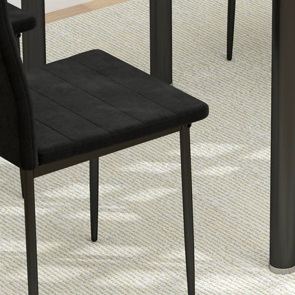 Dining Chairs Set of 4, Velvet Upholstery, Black