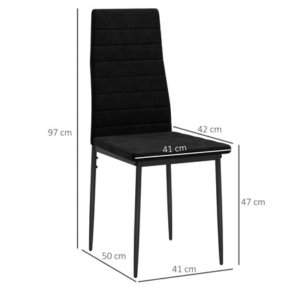 Dining Chairs Set of 4, Velvet Upholstery, Black