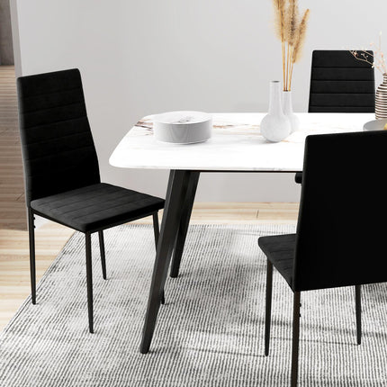 Dining Chairs Set of 4, Velvet Upholstery, Black
