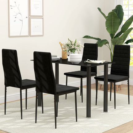 Dining Chairs Set of 4, Velvet Upholstery, Black