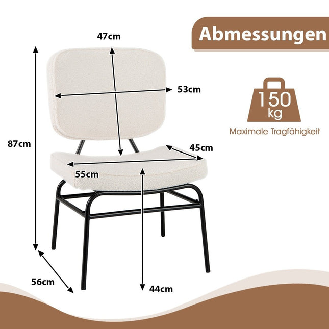 Esszimmerstuhl mit geschwungener Sitzfläche &amp; Rückenlehne Sherpa Küchenstuhl Polsterstuhl beige