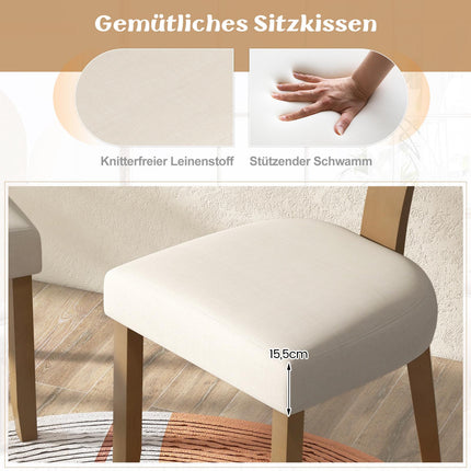 Esszimmerstuhl mit Rattanrücken, gepolsterter Sitzfläche und Holzbeinen