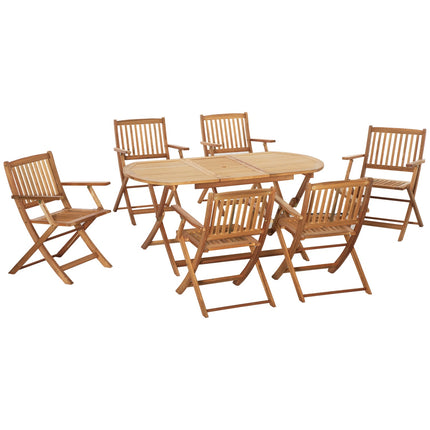 Esszimmergarnitur für 6 Personen, Massivholz, Naturholzoptik, Terrasse