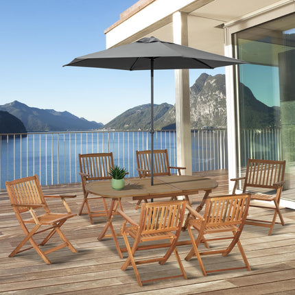 Esszimmergarnitur für 6 Personen, Massivholz, Naturholzoptik, Terrasse