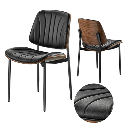 Dining Room Accent Chairs, Set of 2, PU Leather, Black