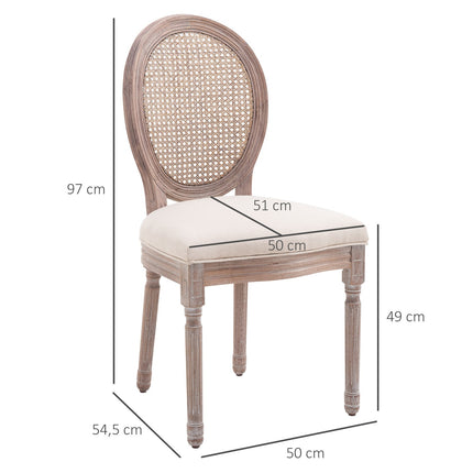Vintage beiger Esszimmerstuhl – gepolsterter Sessel aus Rattan