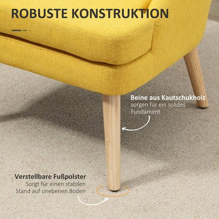 Eetkamerstoel Keukenstoel Met Armleuning Gestoffeerde Stoel Woonkamerstoel Bureaustoel Voor Woonkamer Slaapkamer Linnen Touch Hout Geel