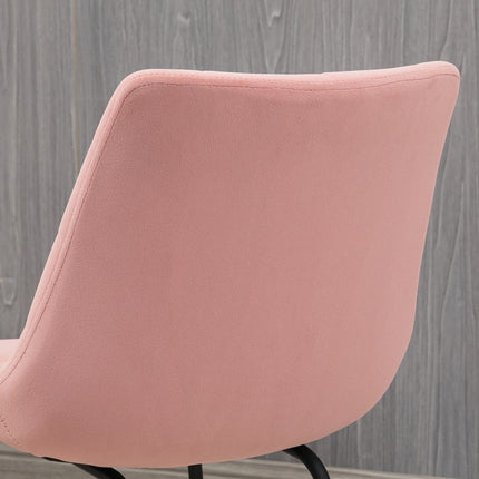 2 Esszimmerstühle aus Samt, rosa, Retro-Design, Stahlbeine