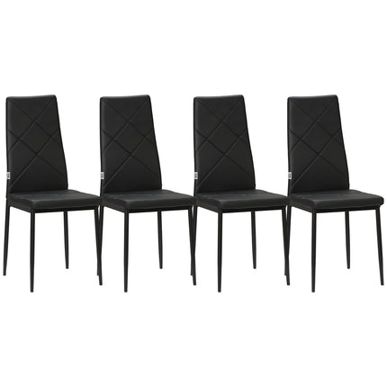 4-teiliges Esszimmerstuhl-Set - Gepolstert, Kunstleder, Schwarz