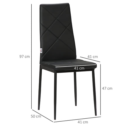 4-teiliges Esszimmerstuhl-Set - Gepolstert, Kunstleder, Schwarz
