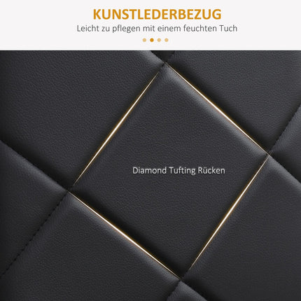 4-teiliges Esszimmerstuhl-Set - Gepolstert, Kunstleder, Schwarz