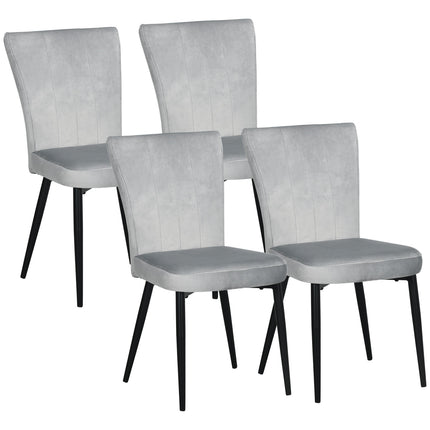 Esszimmerstühle aus grauem Samt, 4er-Set – Stahlrahmen, 46x65x87 cm
