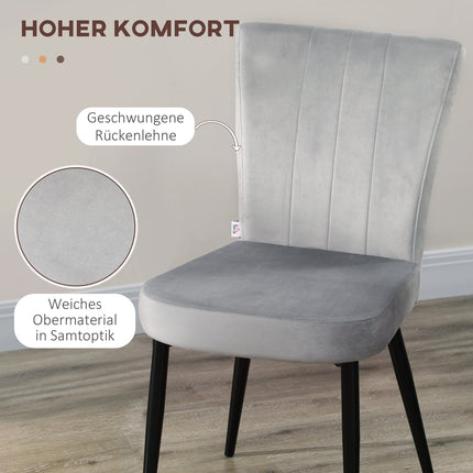 Esszimmerstühle aus grauem Samt, 4er-Set – Stahlrahmen, 46x65x87 cm