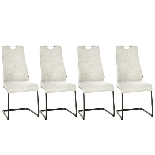 Freischwingende Esszimmerstühle, ergonomisches 4er-Set, beiges Polyester