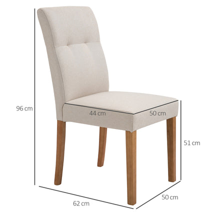 2er-Set beigefarbene Esszimmerstühle, gepolsterte Sitzfläche, Leinenmischung