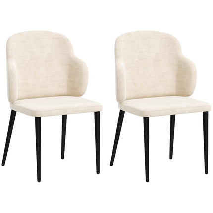 Velvet beige dining room chairs, set of 2, comfortable upholstered