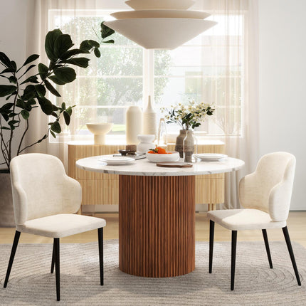 Velvet beige dining room chairs, set of 2, comfortable upholstered