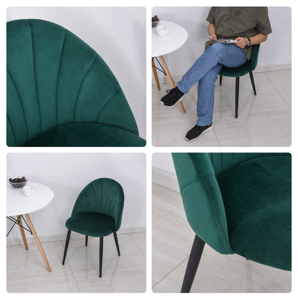 Moderne Esszimmerstühle aus grünem Samt, 2er-Set, gepolstert